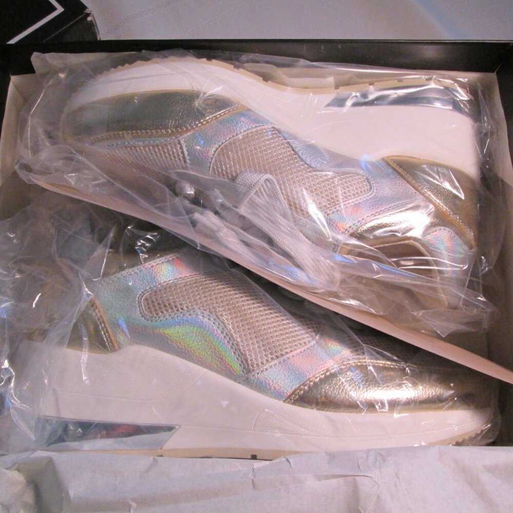Urban Sport BEBE Gold & Mesh Wedge Sneakers Size 7 NWT - Picture 10 of 10